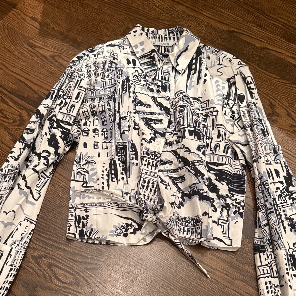 Zara Black and White Button Down Shirt